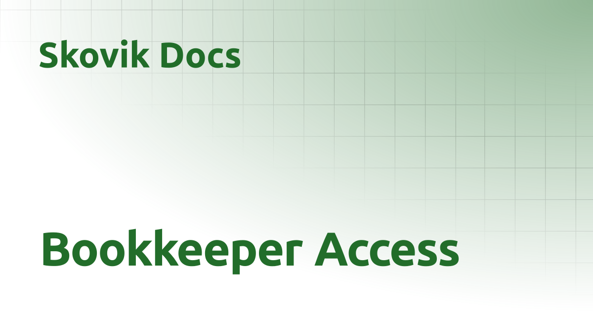Bookkeeper Access | Docs
